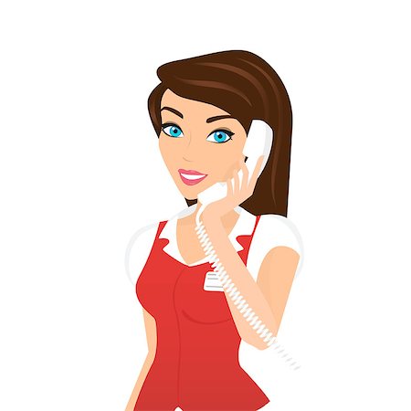 simsearch:400-04472832,k - Female smiling call centre operator with telephone isolated on white background Stock Photo - Budget Royalty-Free & Subscription, Code: 400-08166685