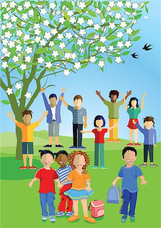 pictures of kids and friends playing at school - Children are happy in summer Stock Photo - Budget Royalty-Free & Subscription, Code: 400-08166836