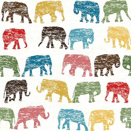 simsearch:400-07323527,k - Grunge retro seamless with elephants silhouettes Stock Photo - Budget Royalty-Free & Subscription, Code: 400-08166978