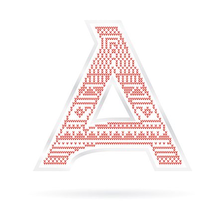 Label with Red knitted Letter A. Vector illustration Stock Photo - Budget Royalty-Free & Subscription, Code: 400-08167040