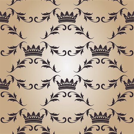 firin (artist) - Seamless texture with vintage geometric floral elements with crowns. Vector pattern Foto de stock - Super Valor sin royalties y Suscripción, Código: 400-08167054