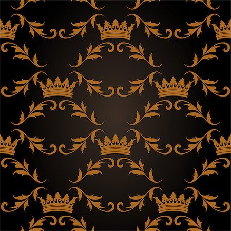 firin (artist) - Seamless texture with vintage geometric floral elements with crowns. Vector pattern Foto de stock - Super Valor sin royalties y Suscripción, Código: 400-08167055