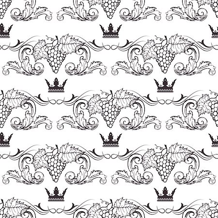 firin (artist) - Seamless texture with vintage floral elements and grapevine. Vector pattern Foto de stock - Super Valor sin royalties y Suscripción, Código: 400-08167056