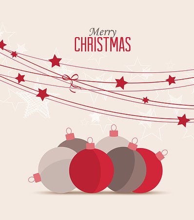 Retro decorative Christmas balls, vector Christmas card Stock Photo - Budget Royalty-Free & Subscription, Code: 400-08167077