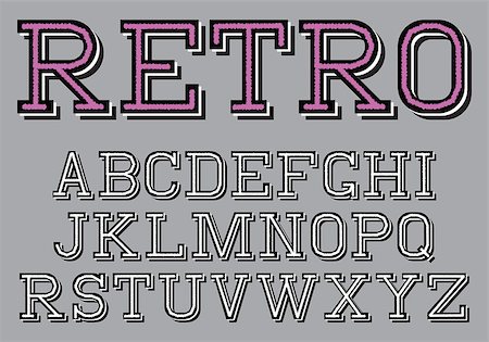 set of stylized retro font on the background Stock Photo - Budget Royalty-Free & Subscription, Code: 400-08160115