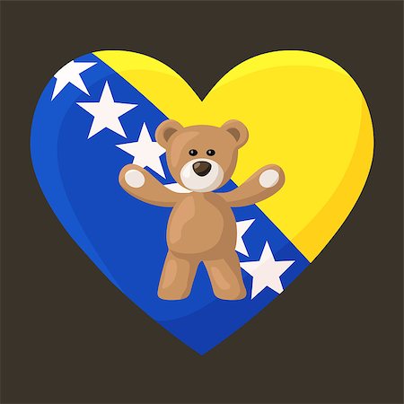 Teddy Bears with heart with flag of Bosnia and Herzegovina. Illustration of travel souvenir from visiting the country. Photographie de stock - Aubaine LD & Abonnement, Code: 400-08160186