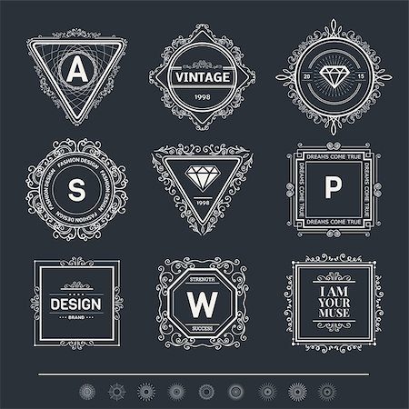 simsearch:400-08263647,k - Monogram  luxury logo template with flourishes calligraphic elegant ornament elements. Luxury elegant design for cafe, restaurant, boutique, hotel, shop, store, heraldic, jewelry, fashion Stock Photo - Budget Royalty-Free & Subscription, Code: 400-08160240