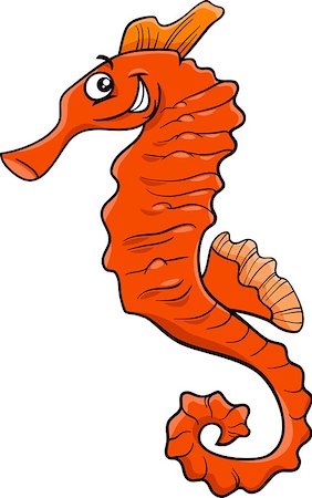 simsearch:400-09171923,k - Cartoon Illustration of Funny Seahorse Sea Animal Photographie de stock - Aubaine LD & Abonnement, Code: 400-08160284