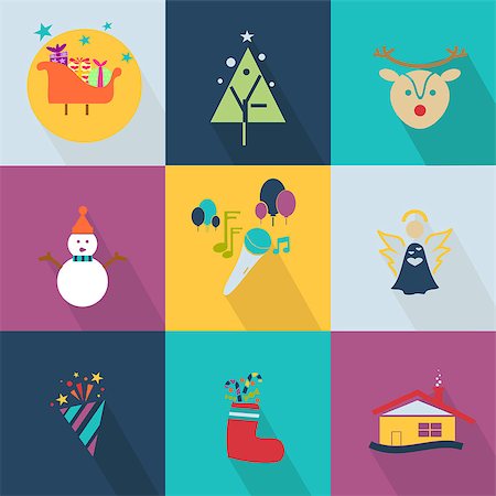 snowman snow angel - Christmas icons set with objects typical of the party Photographie de stock - Aubaine LD & Abonnement, Code: 400-08160308