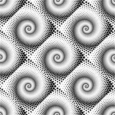 simsearch:400-08198483,k - Design seamless spiral dots pattern. Abstract monochrome background. Vector art. No gradient Stock Photo - Budget Royalty-Free & Subscription, Code: 400-08160476