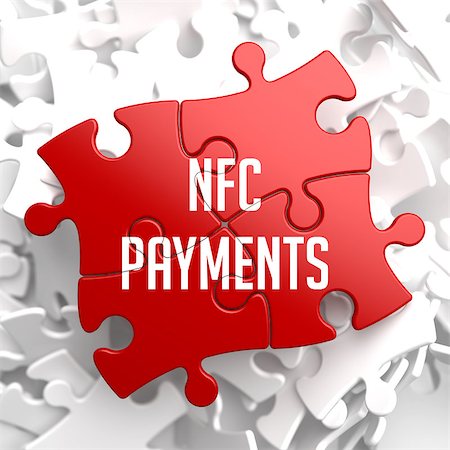 simsearch:400-08017447,k - NFC Payments on Red Puzzle on White Background. Fotografie stock - Microstock e Abbonamento, Codice: 400-08160595