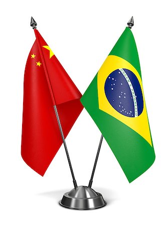 simsearch:400-08162232,k - China and Brazil - Miniature Flags Isolated on White Background. Stock Photo - Budget Royalty-Free & Subscription, Code: 400-08160599