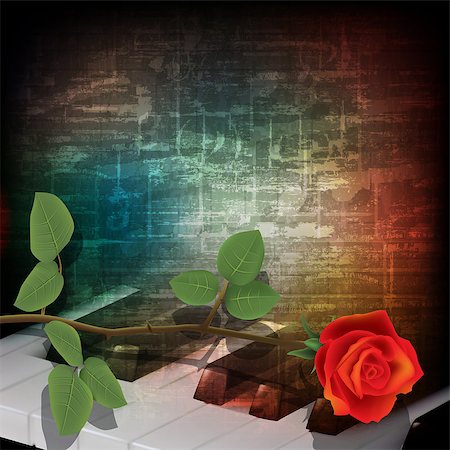simsearch:400-08159413,k - abstract music grunge vintage background with piano keys and rose Foto de stock - Super Valor sin royalties y Suscripción, Código: 400-08160645