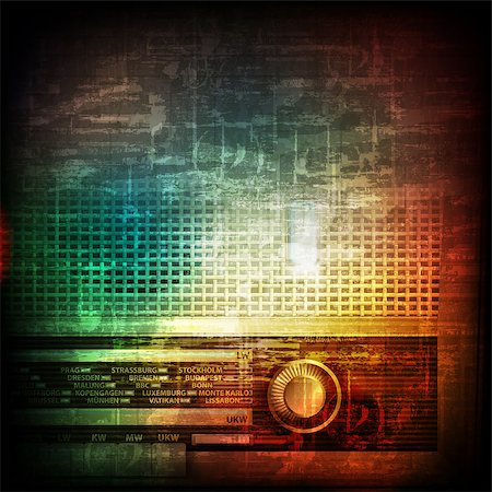 simsearch:400-04617342,k - abstract music grunge vintage background with retro radio Stock Photo - Budget Royalty-Free & Subscription, Code: 400-08160648
