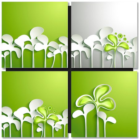 simsearch:400-09121794,k - Set of abstract green backgrounds with paper leaves . Eco green concept, spring card Stock Photo - Budget Royalty-Free & Subscription, Code: 400-08160754