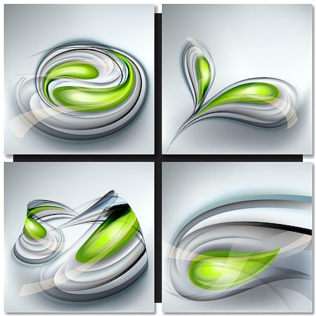 Set of abstract gray backgrounds with green drops Stock Photo - Budget Royalty-Free & Subscription, Code: 400-08160758