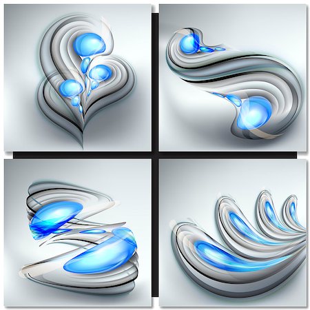 Set of abstract gray backgrounds with blue drops Stock Photo - Budget Royalty-Free & Subscription, Code: 400-08160750