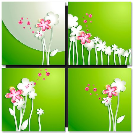simsearch:400-09121794,k - Set of abstract green backgrounds with paper leaves . Eco green concept, spring card Stock Photo - Budget Royalty-Free & Subscription, Code: 400-08160766