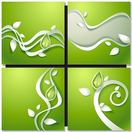 simsearch:400-09121794,k - Set of abstract green backgrounds with paper leaves . Eco green concept, spring card Stock Photo - Budget Royalty-Free & Subscription, Code: 400-08160760