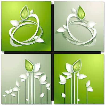simsearch:400-09121794,k - Set of abstract green backgrounds with paper leaves . Eco green concept, spring card Stock Photo - Budget Royalty-Free & Subscription, Code: 400-08160762