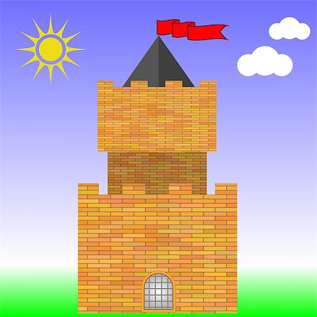 simsearch:400-04747820,k - Old Red Brick Castle on Blue Sky Background Photographie de stock - Aubaine LD & Abonnement, Code: 400-08160942