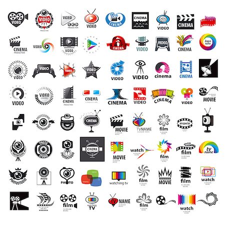 symbols modern art - large set of vector logos photo and video production Photographie de stock - Aubaine LD & Abonnement, Code: 400-08161153