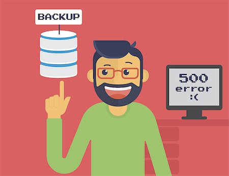 simsearch:400-08967515,k - Happy programmer has got server backup after system crash. Text outlined Stock Photo - Budget Royalty-Free & Subscription, Code: 400-08161247