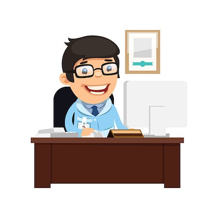 doctor business computer - Head Physician at His Desk. Isolated on white background. Clipping paths included in JPG file. Stock Photo - Budget Royalty-Free & Subscription, Code: 400-08161273