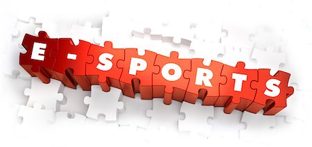 esports - e-Sports  - White Word on Red Puzzles on White Background. 3D Illustration. Stock Photo - Budget Royalty-Free & Subscription, Code: 400-08161351