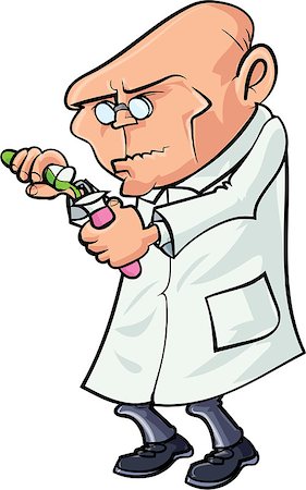 Cartoon scientist mixing chemicals. Isolated on white Stock Photo - Budget Royalty-Free & Subscription, Code: 400-08161392