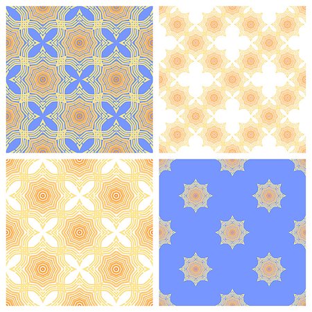 simsearch:400-08405168,k - Set of 4 seamless  patterns in one color scale.  Endless mosaic background. Vector illustration. Stock Photo - Budget Royalty-Free & Subscription, Code: 400-08161612