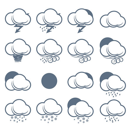 simsearch:400-07406394,k - Vector set weather icons on white background Stockbilder - Microstock & Abonnement, Bildnummer: 400-08161727