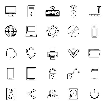 simsearch:400-09172515,k - Computer line icons on white background, stock vector Stock Photo - Budget Royalty-Free & Subscription, Code: 400-08162139