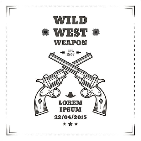 deniskolt (artist) - Wild west vector poster with engraving western revolvers. Vintage style. Foto de stock - Royalty-Free Super Valor e Assinatura, Número: 400-08162130