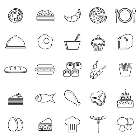 simsearch:400-06171183,k - Food line icons on white background, stock vector Stock Photo - Budget Royalty-Free & Subscription, Code: 400-08162146