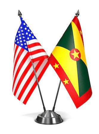 simsearch:400-08287709,k - USA and Grenada - Miniature Flags Isolated on White Background. Stock Photo - Budget Royalty-Free & Subscription, Code: 400-08162236
