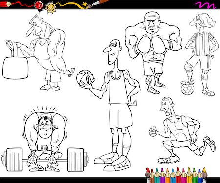 Coloring Book Cartoon Illustration of Sportsmen or Athletes Characters Set Photographie de stock - Aubaine LD & Abonnement, Code: 400-08162300