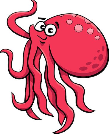 simsearch:400-09171923,k - Cartoon Illustration of Cute Octopus Sea Animal Photographie de stock - Aubaine LD & Abonnement, Code: 400-08162317