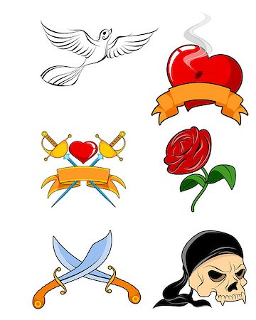 rapier - Vector illustration of a six tattoo set Stock Photo - Budget Royalty-Free & Subscription, Code: 400-08162576