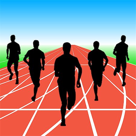 simsearch:400-04273380,k - Set of silhouettes. Runners on sprint, men. vector illustration. Foto de stock - Super Valor sin royalties y Suscripción, Código: 400-08162800