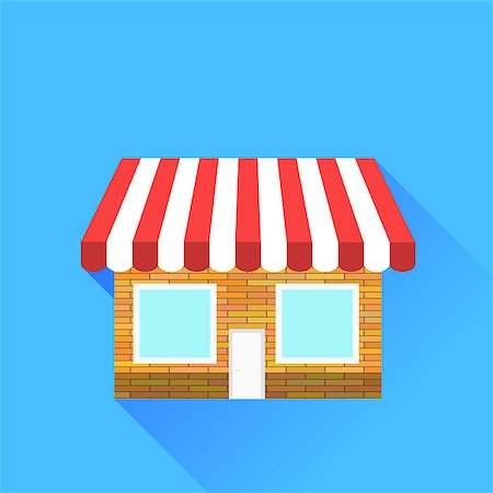 door store front - Shop Icon Isolated on Blue Background. Long Shadow. Stock Photo - Budget Royalty-Free & Subscription, Code: 400-08163069