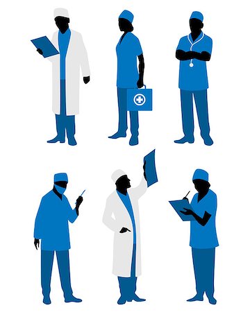 Vector illustration of a six doctors in uniform Stock Photo - Budget Royalty-Free & Subscription, Code: 400-08163130