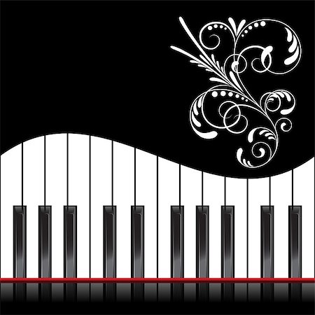 simsearch:400-08163199,k - Template with piano keyboard on black background. Vector illustration Stock Photo - Budget Royalty-Free & Subscription, Code: 400-08163188