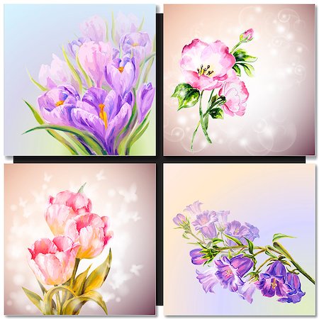 simsearch:400-07680595,k - Vector floral background Oil painting Flowers Foto de stock - Royalty-Free Super Valor e Assinatura, Número: 400-08163241