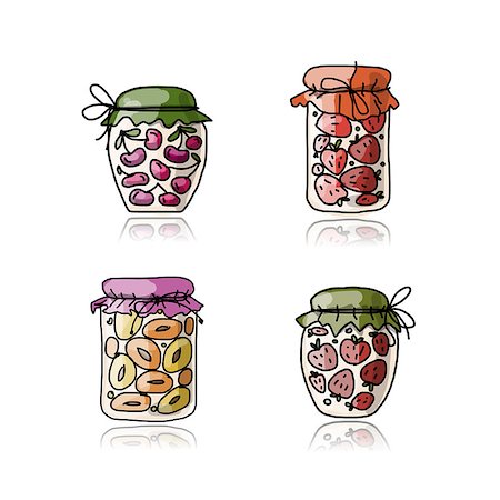 Jar with jam, sketch for your design. Vector illustration Stock Photo - Budget Royalty-Free & Subscription, Code: 400-08163293