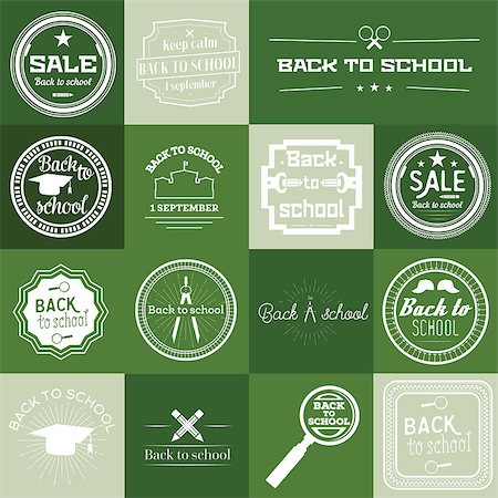 simsearch:400-08166124,k - Set of Back to School Label On Green Background. Vector illustration Fotografie stock - Microstock e Abbonamento, Codice: 400-08163668