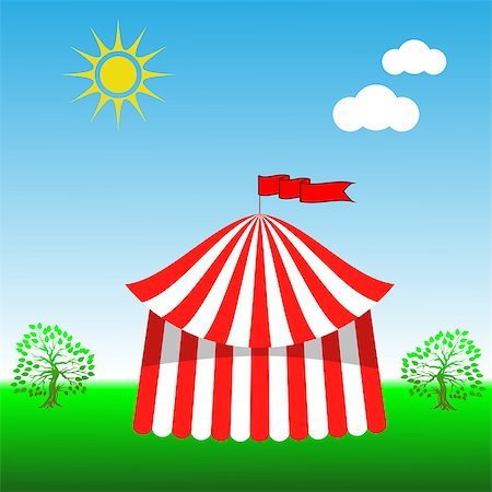 Circus Tent Icon on Blue Sky Background Photographie de stock - Aubaine LD & Abonnement, Code: 400-08163661