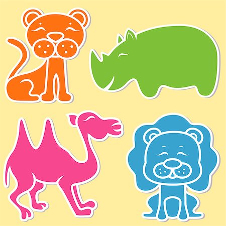 simsearch:400-09120717,k - Lion, lioness, rhino and camel on light yellow background, cartoon flat vector illustration Photographie de stock - Aubaine LD & Abonnement, Code: 400-08163836