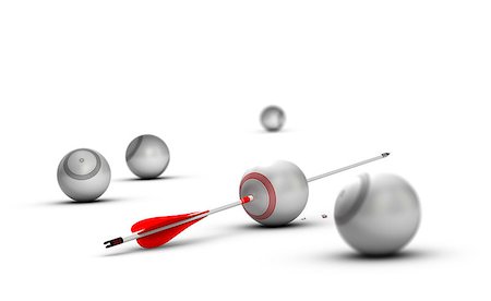 excel - Concept image for illustration of setting goals and achieve them. Sphere targets over white background with one arrow hitting the center of the red one Stock Photo - Budget Royalty-Free & Subscription, Code: 400-08184876