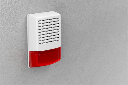 Alarm siren with flash light attached on wall Photographie de stock - Aubaine LD & Abonnement, Code: 400-08186348